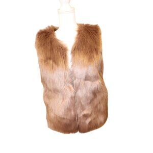 Commense Faux Fur Brown Sleeveless Vest, Small NWT